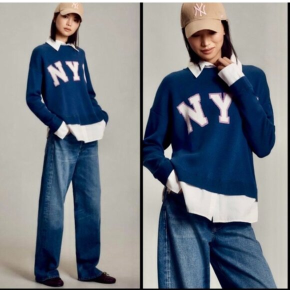 Maeve Anthropologie Graphic Twofer NYC Sweater - Picture 1 of 13